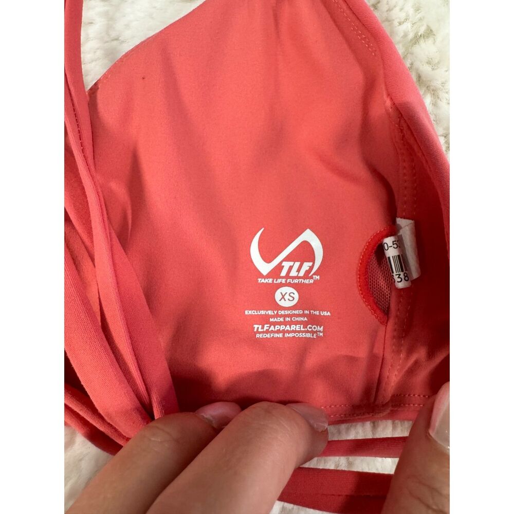 TLF Apparel Sports Bra XS Coral Pink Strappy Back Activewear Gym